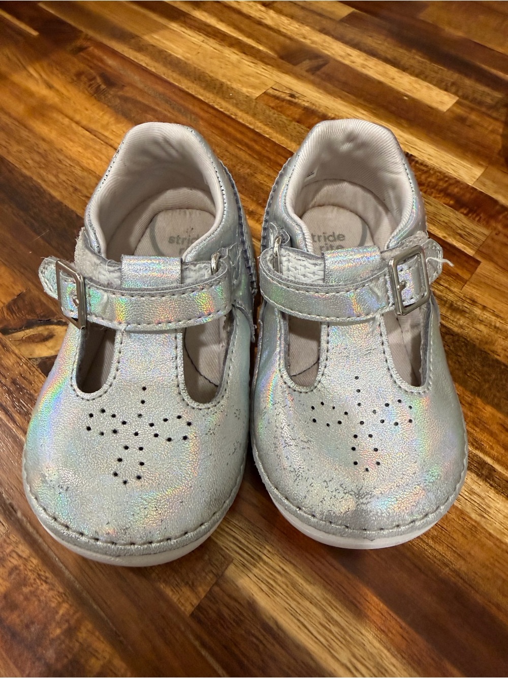 Stride Rite Iridescent Silver Mary Jane Toddler Shoes